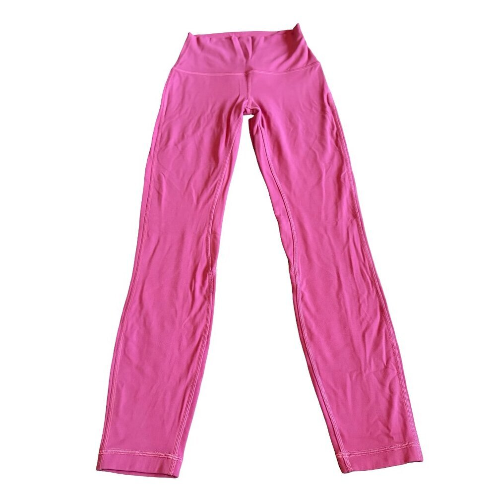 Lululemon High Waisted Full Length Leggings Pink Stretch Comfort Luxury Size 2